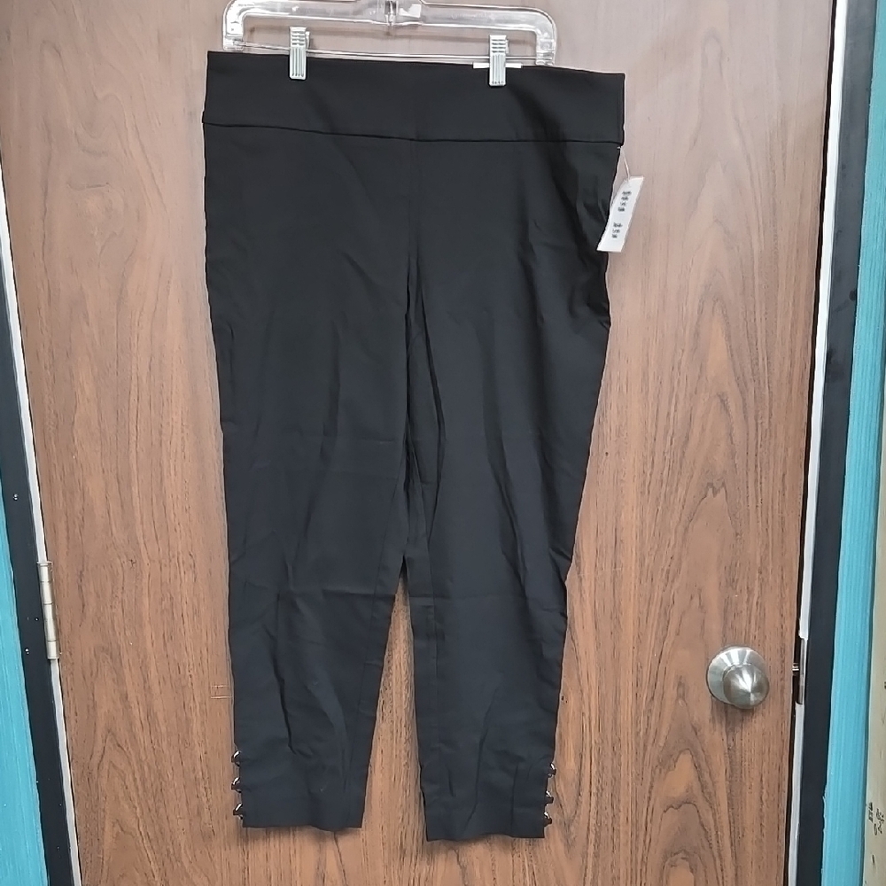 Cleo Size L Petite Black Slim Ankle Trouser Pants